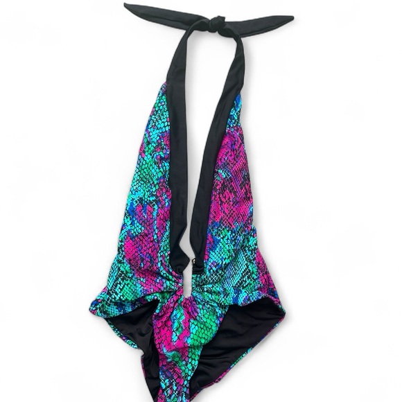 Colorful Multicolor Snake Print Halter Size Small Swimsuit one piece - Picture 1 of 12